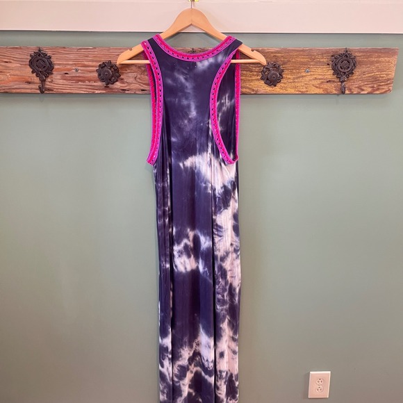 Natural Life Tie Dye Maxi Dress L XL Crochet Trim Tank Style - Picture 6 of 6